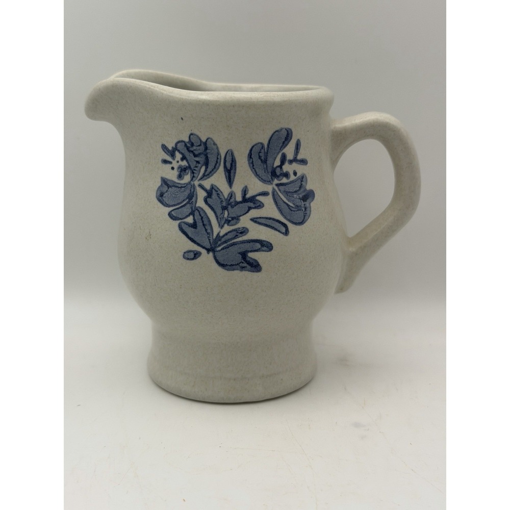 Pfaltzgraff Yorktowne Creamer USA Stoneware Small Pitcher Blue Floral Vintage